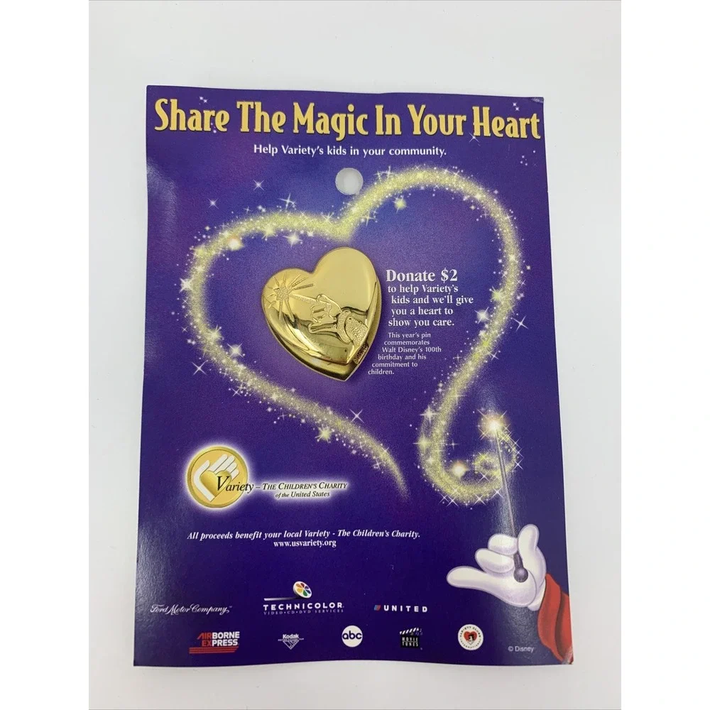 Disney Share The Magic In Your Heart Disney Pin 2001 Variety Charity New